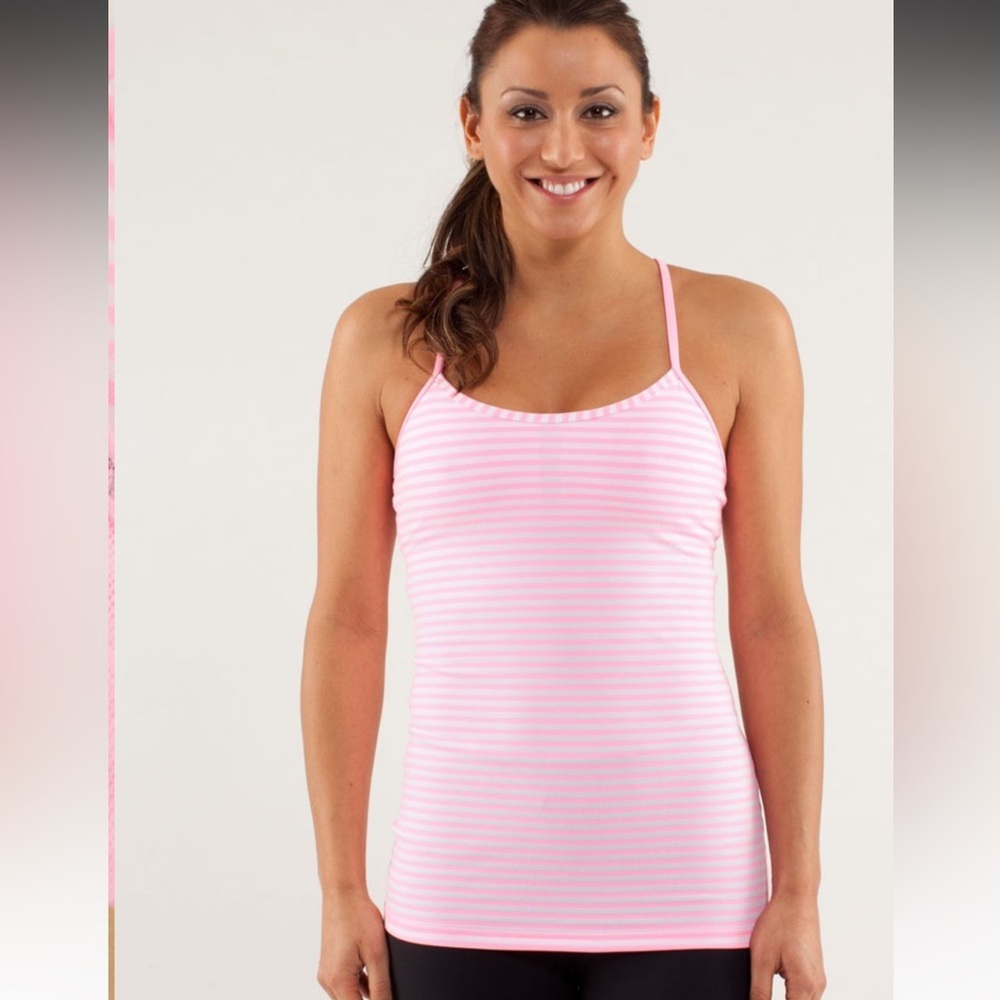 Lululemon Power Y Tank Luon Light
Classic Stripe White Pink Shell Womens Size 6